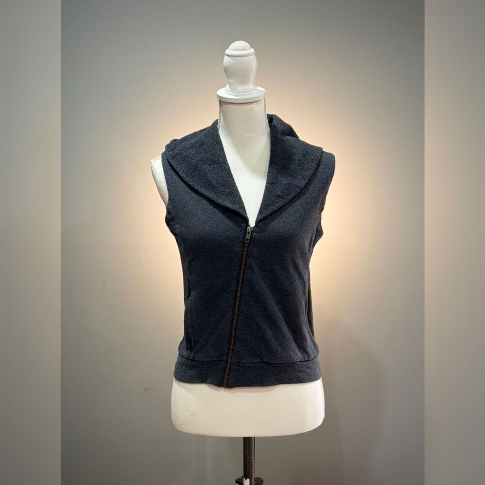 Charcoal Synergy Cowl Neck Asymmetric Zip Vest Size XS EUC